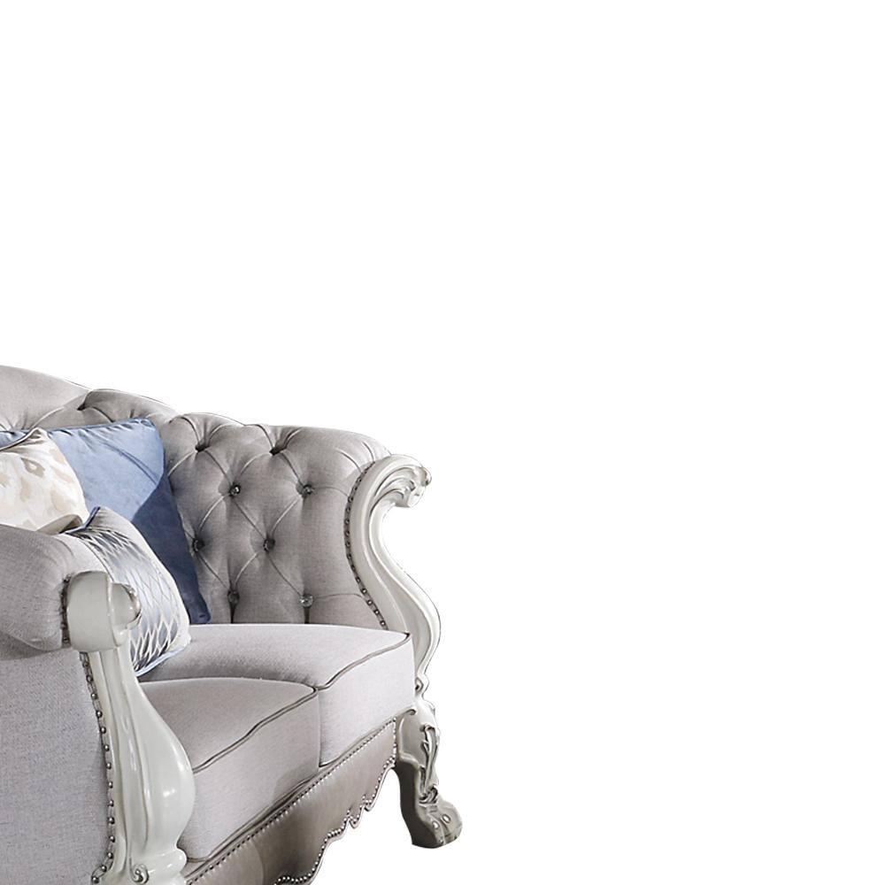 95" Dresden Sofa Synthetic Leather, Plush Seating & Carved Accents - Acme Furniture