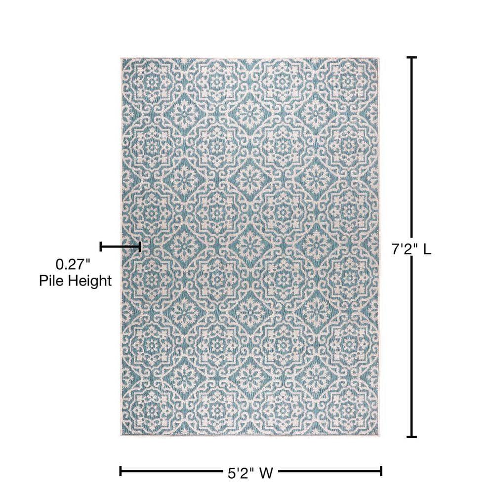 Nicole Miller New York Patio Country Danica Geometric Indoor/Outdoor Area Rug, Blue/Gray