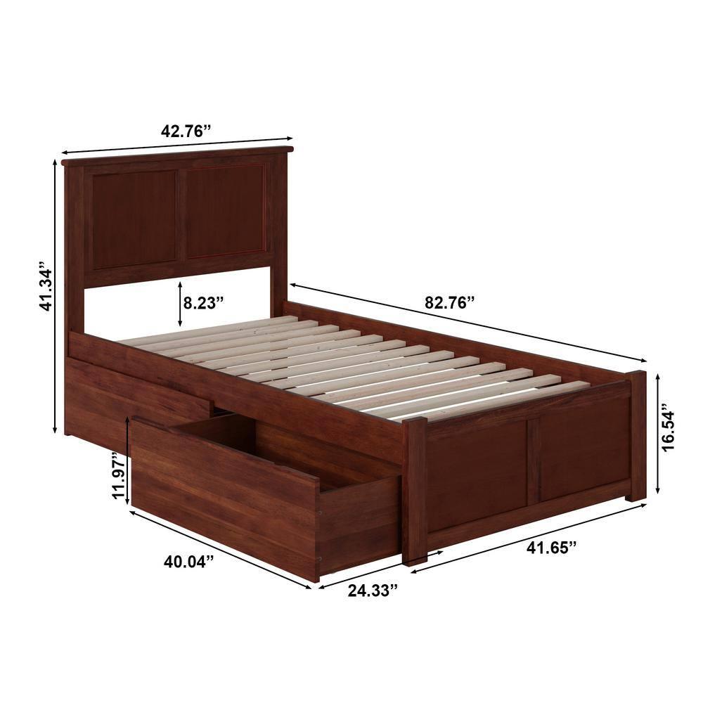 Madison Platform Bed with Flat Panel Foot Board and 2 Urban Bed Drawers in Multiple Colors and Sizes