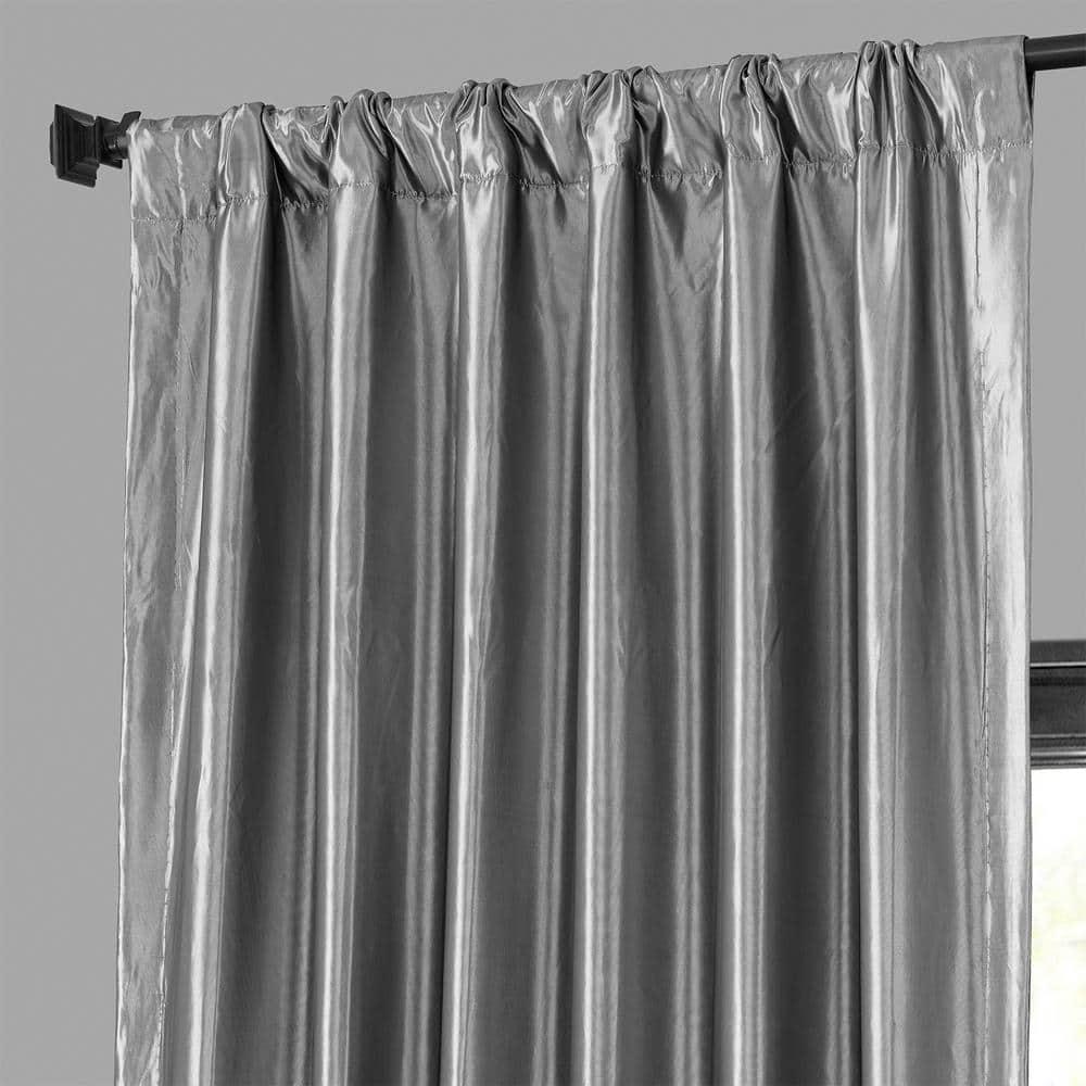 Platinum Blackout Faux Silk Taffeta Curtain (1 Panel), Platinum, 50W X 84L