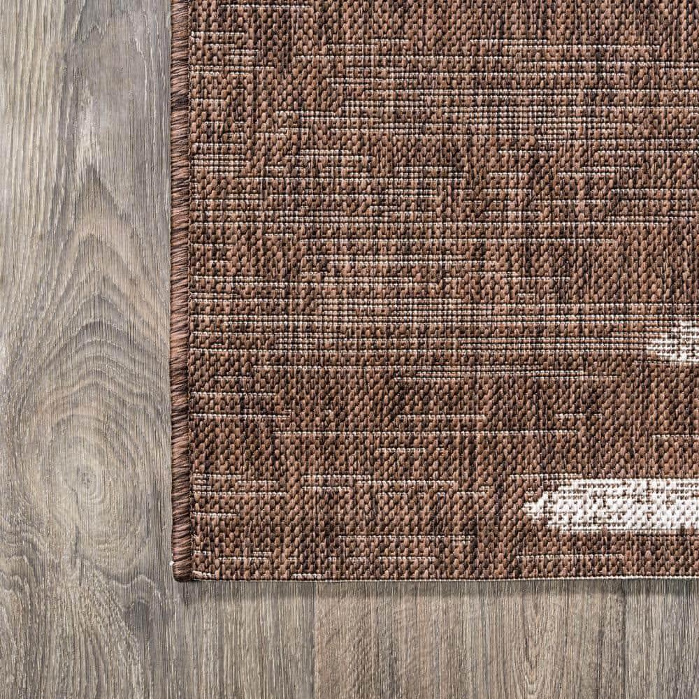 8'x10' Zolak Berber Stripe Geometric Indoor/Outdoor Area Rug, Brown/Beige - JONATHAN Y