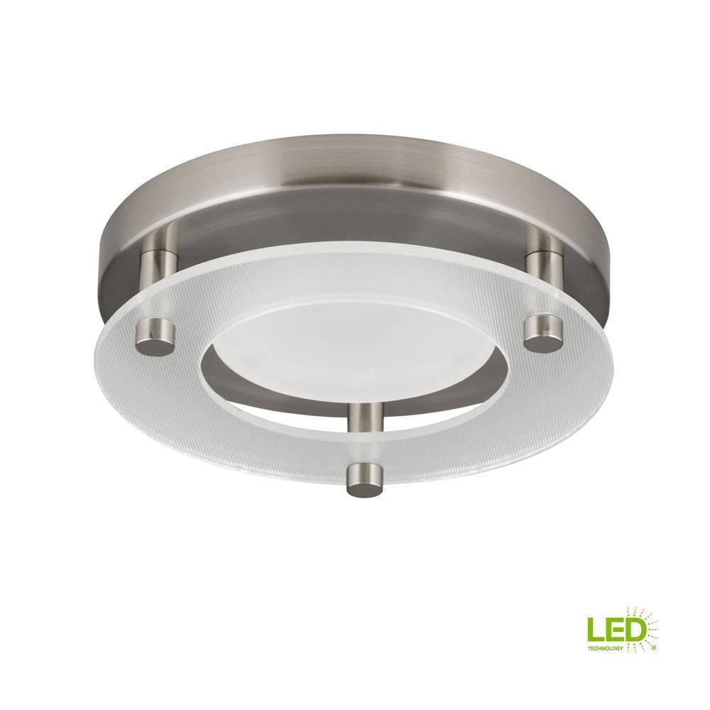 Progress Lighting, P8247 Collection, 1-Light Flush Mount, Brushed Nickel, Steel, Shade Included