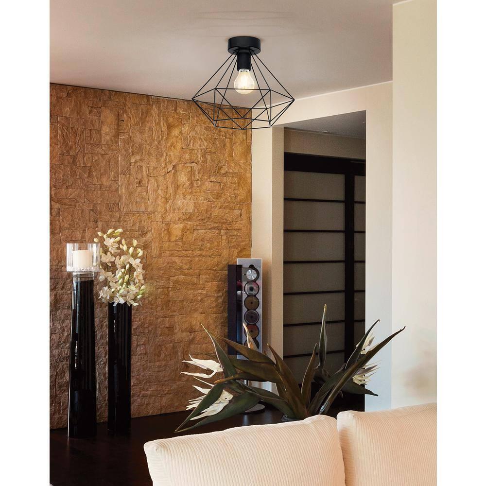 1-Light Tarbes Ceiling Light Matte Black - EGLO: Contemporary Flush Mount, ETL Listed, Metal Shade