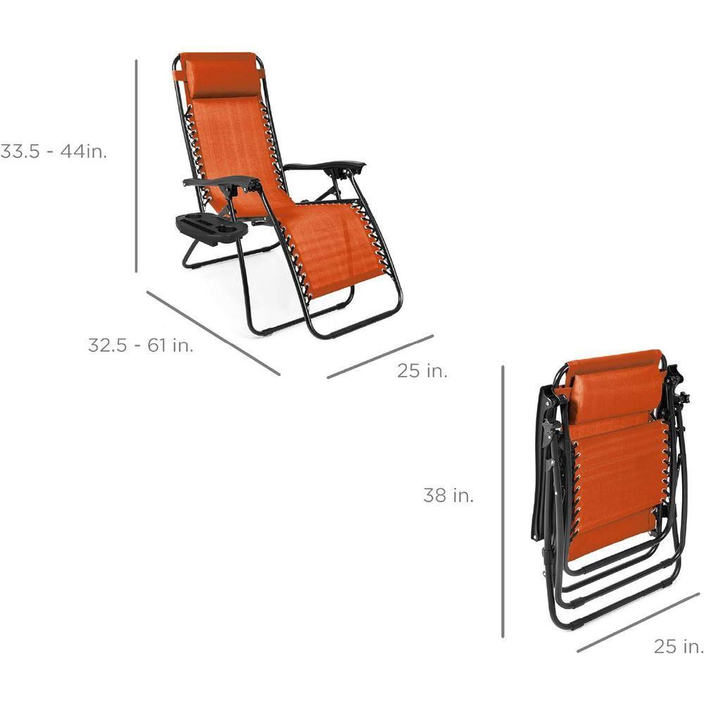 Set Of 2 Adjustable Zero Gravity Patio Chair Recliners W/ Cup Holders