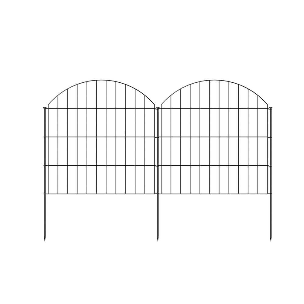 Metal Garden Fence 28in (H) X 11.7ft (L), 5 Panels + 6 Stakes Rustproof Border Fence Animal Barrier for Dog, No Dig Garden Fencing for Yard Flower Bed Patio Outdoor, CTW2828 Black