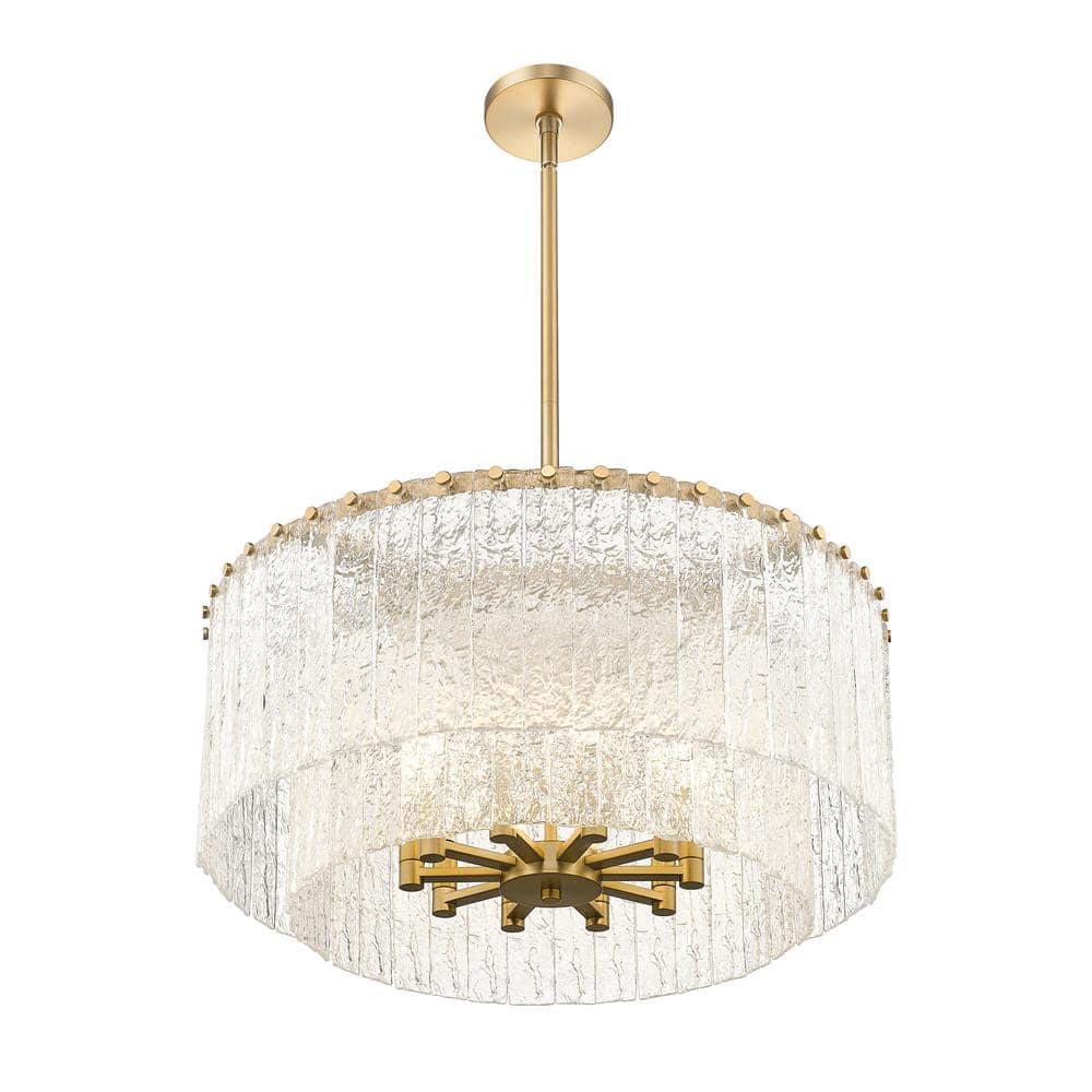 Glacier Modern Gold and Glass Two-Tier Pendant Light