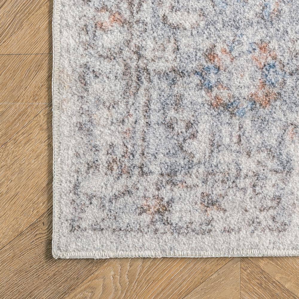 Nuloom Jacquie Pet Friendly Machine Washable Vintage Floral Area Rug, 4' x 6', Light Grey