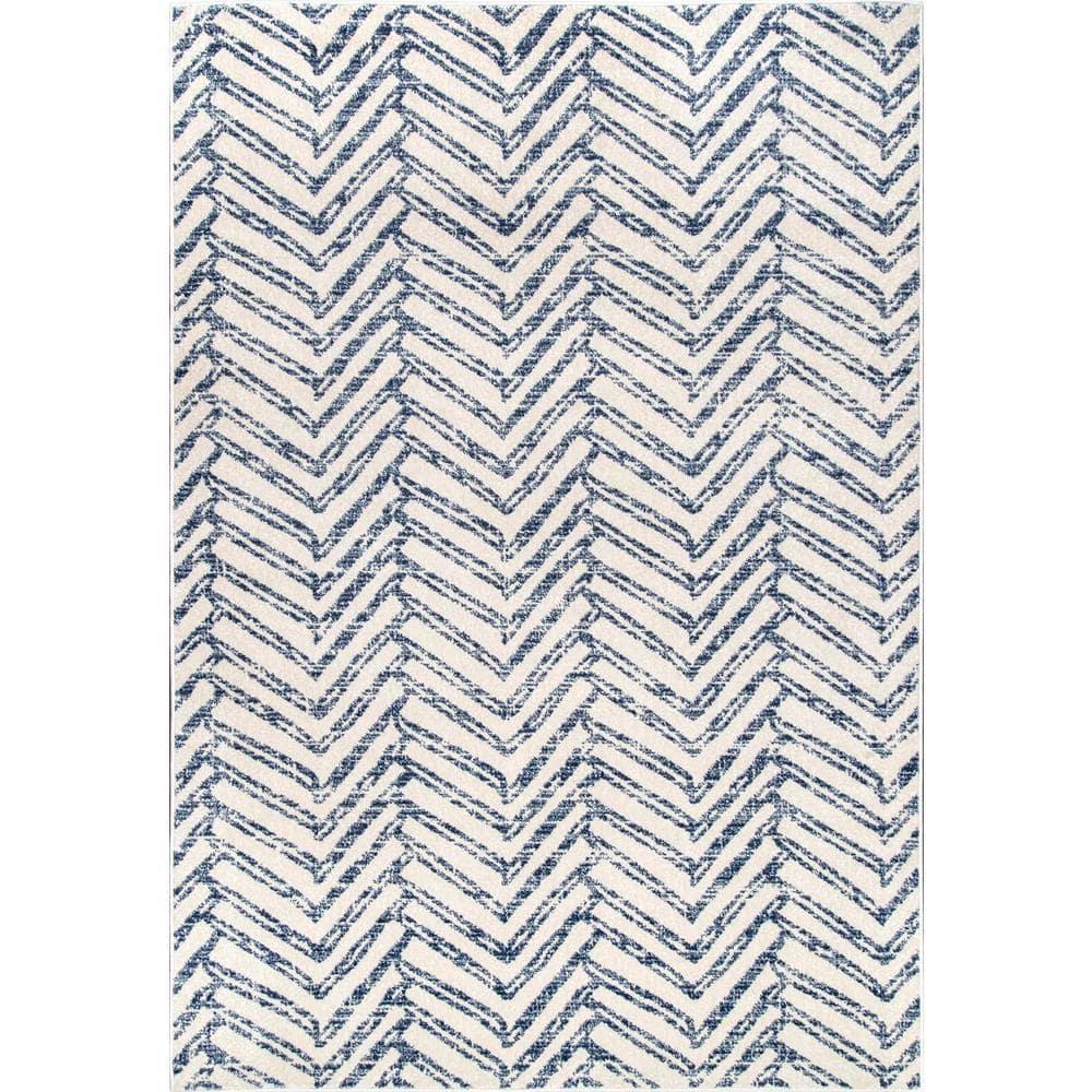 Nuloom Rosanne Chevron 12x18 Indoor Area Rug for Living Room Bedroom Dining Room Kitchen, Blue/Ivory