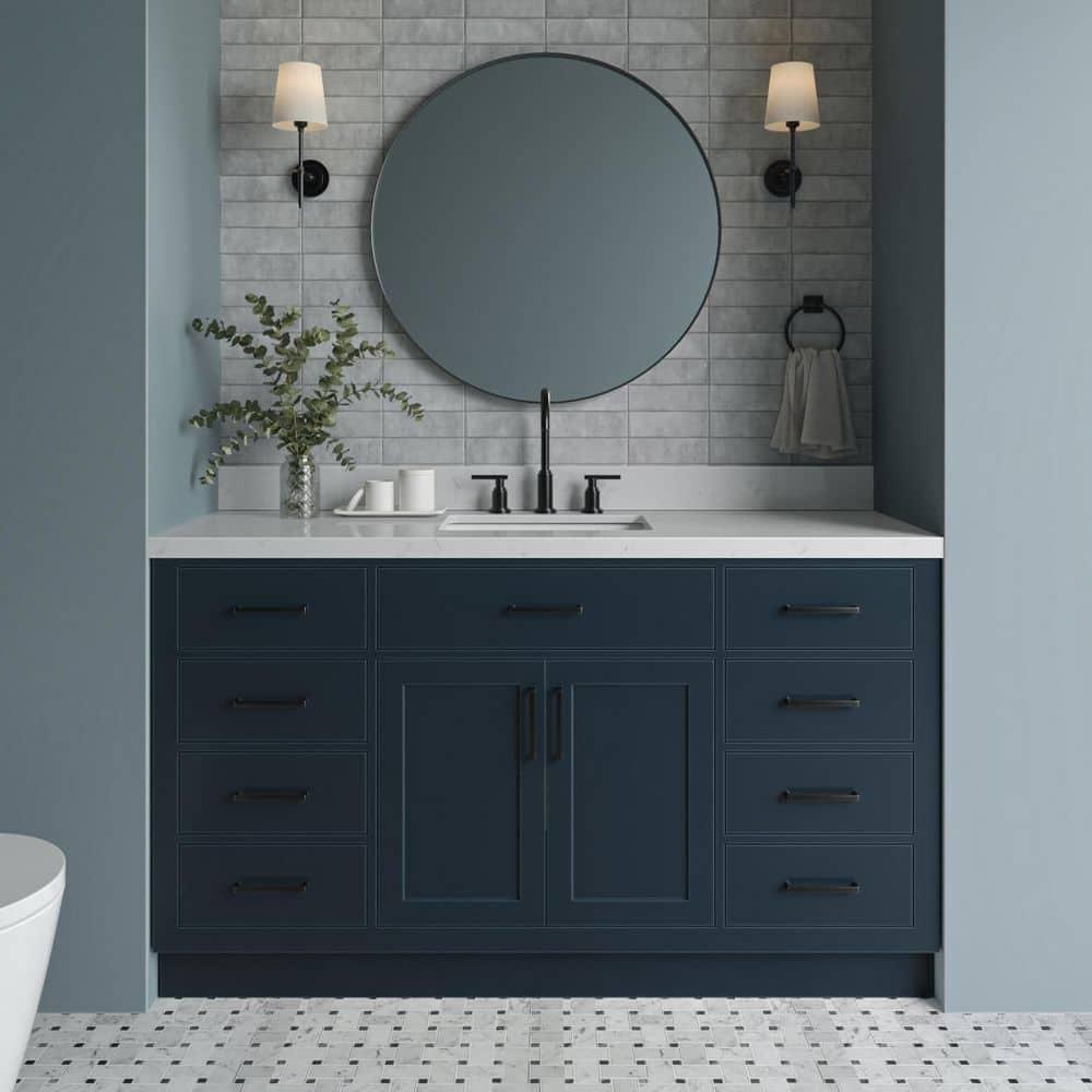 Ariel T060s-Bc Hepburn 60" Single Free Standing Vanity Cabinet Only - Blue