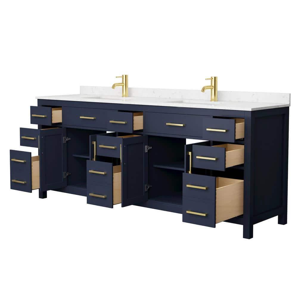 Wyndham Collection Beckett 84" Freestanding Double Bathroom Vanity with Cultured Marble Top