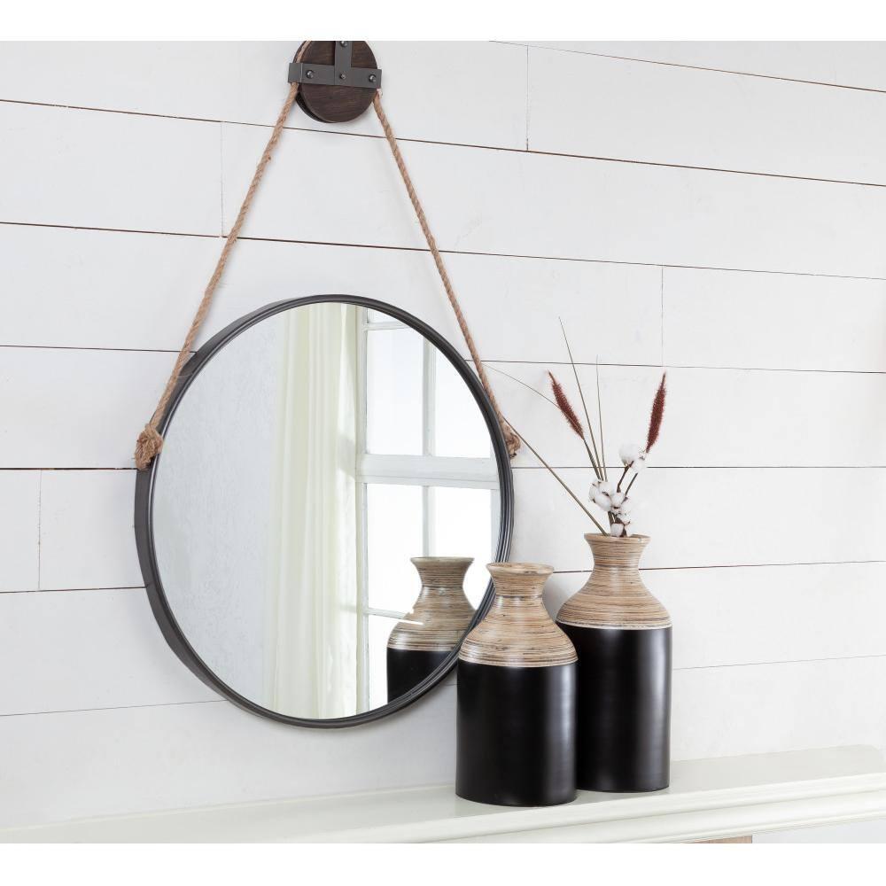 Gerson 28-Inch Diamteter Metal Framed Round Mirror with Pulley