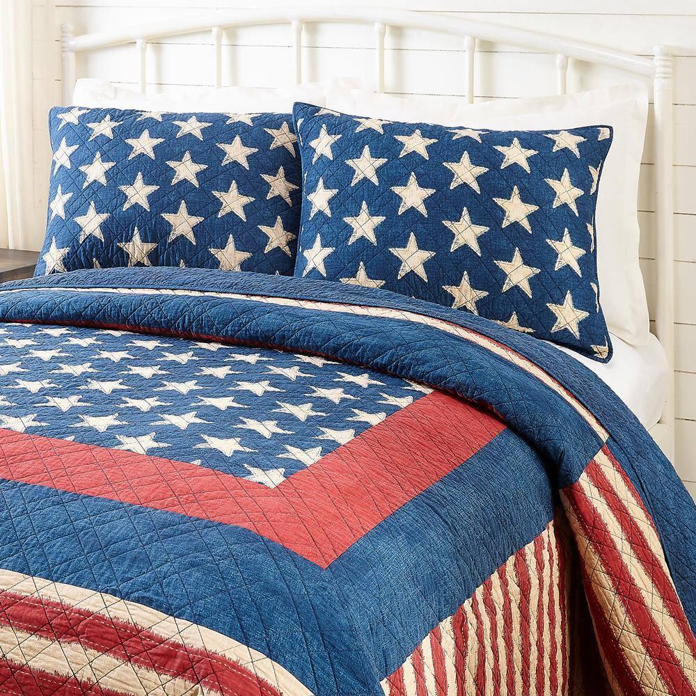 Modern Heirloom Americana Patch 100% Cotton 3-Piece Quilt/Coverlet Set