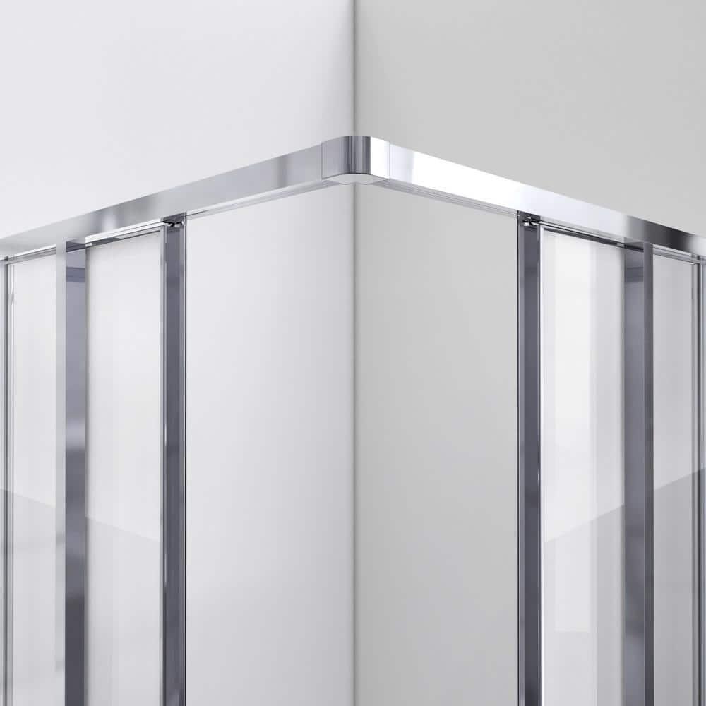 Cornerview 36" x 74.75" Framed Square Sliding Shower Enclosure with Base Included