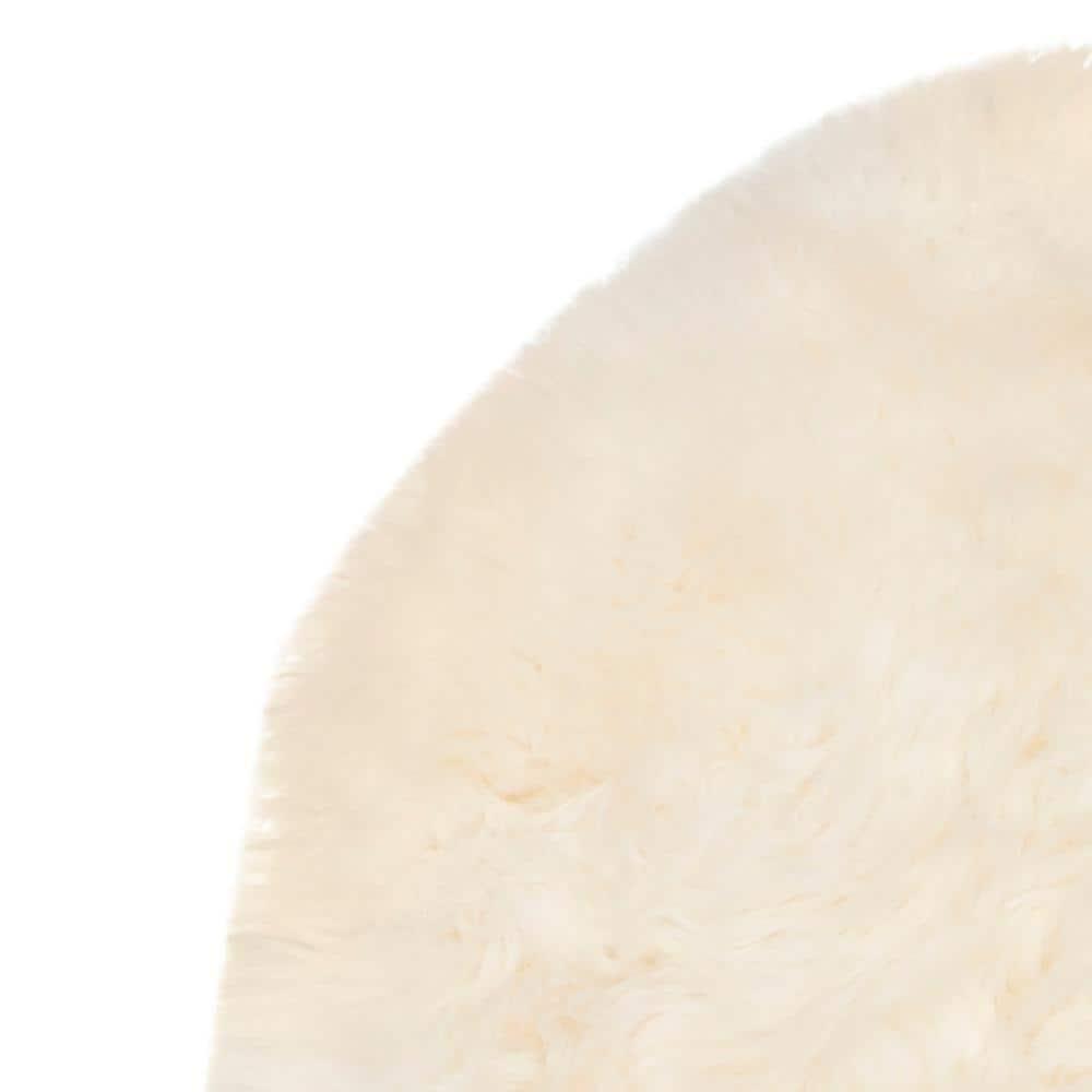 Sheep Skin SHS211 Hand Woven Runner Rug - Natural/White - 2'x6' - Safavieh.