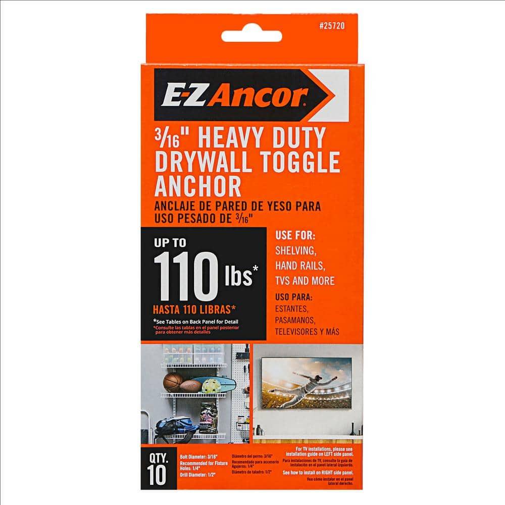 E-Z Ancor 25720 3/16-in dia Toggle Bolt Drywall Anchor, 10-Pack (Screws Included)