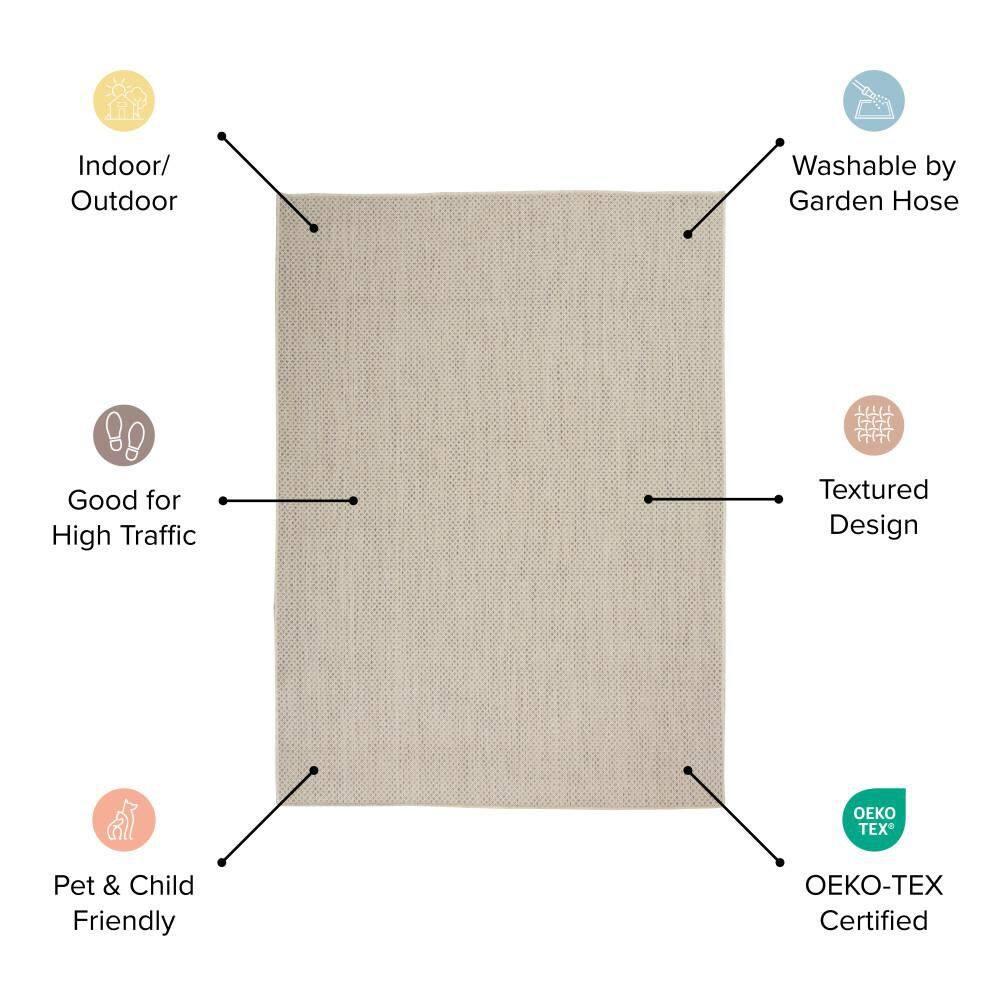 Nourison 2'2" x 8' Courtyard Modern Easy Care Flatweave Indoor Outdoor Runner Rug Ivory/Aqua