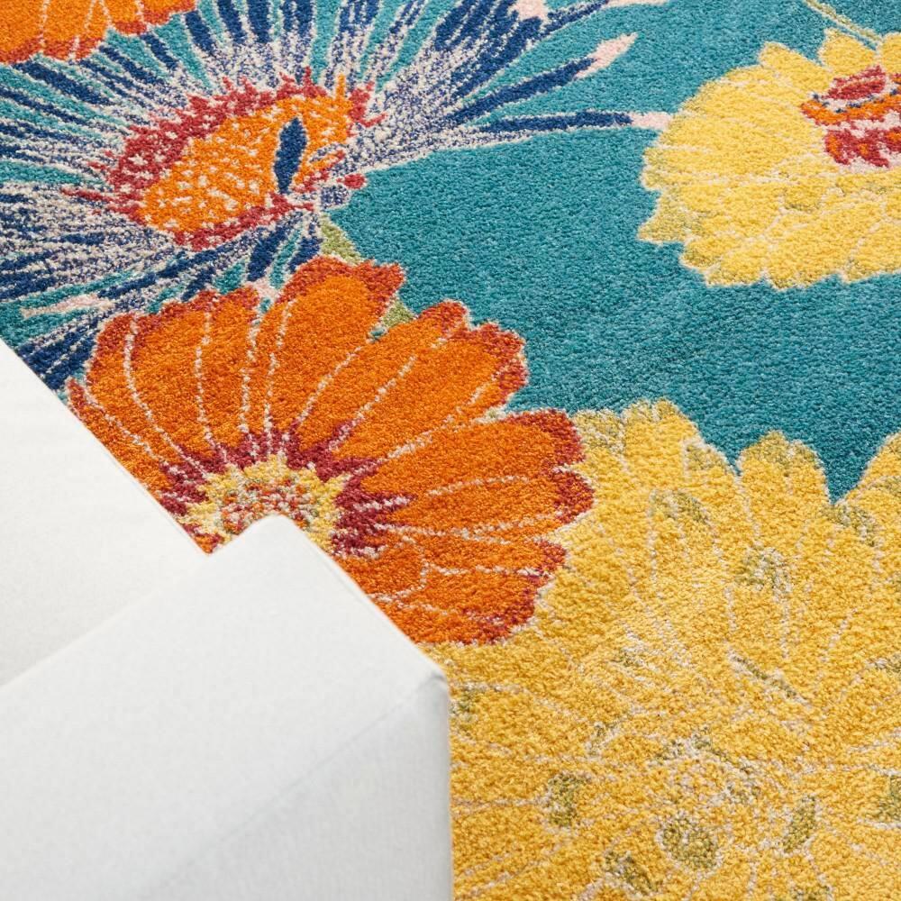 Nourison Allur Oversized Flowers Indoor Area Rug Turquoise Multicolor 4' x 6'