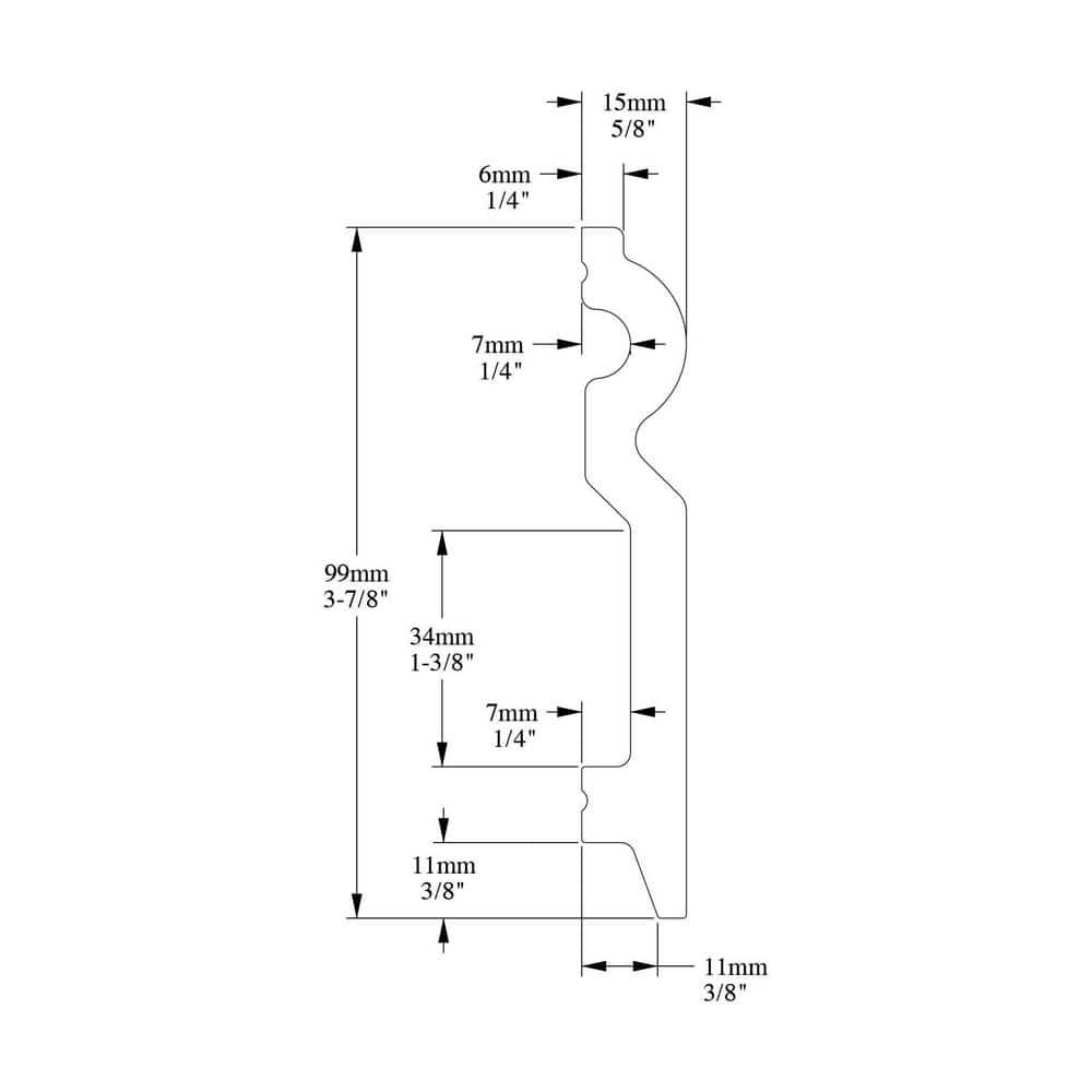 Architectural Products by Outwater L.L.C. Plastic 3.875'' W x 78.75'' L Wall Base in Primed White (Set of 3)
