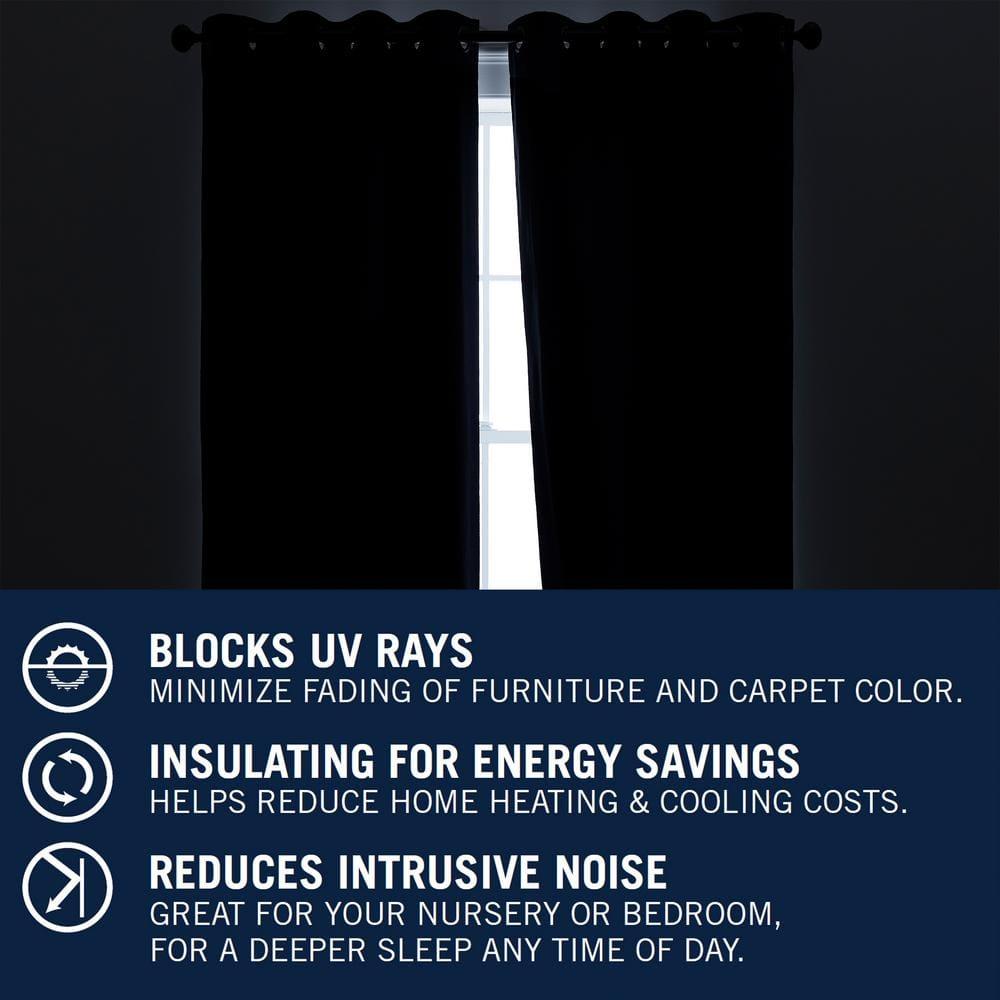 Nautica Synthetic Solid Color Blackout Thermal Rod Pocket Curtain Panels (Set of 2)