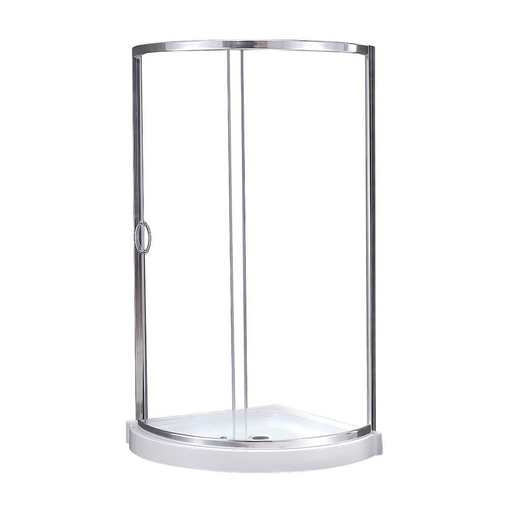 Ove Decors Breeze_36_without_walls OVE Decors Breeze Premium 40 in. Round Shower Kit w/ Clear, Base in Chrome Finish