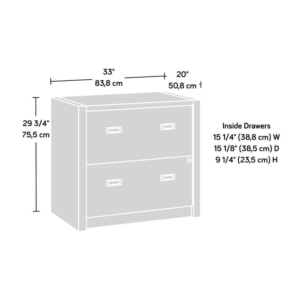 Sauder Dixon City 2 Drawer Lateral File Cabinet Brushed Oak: Lockable, 20" Deep Office Storage, MDF Construction