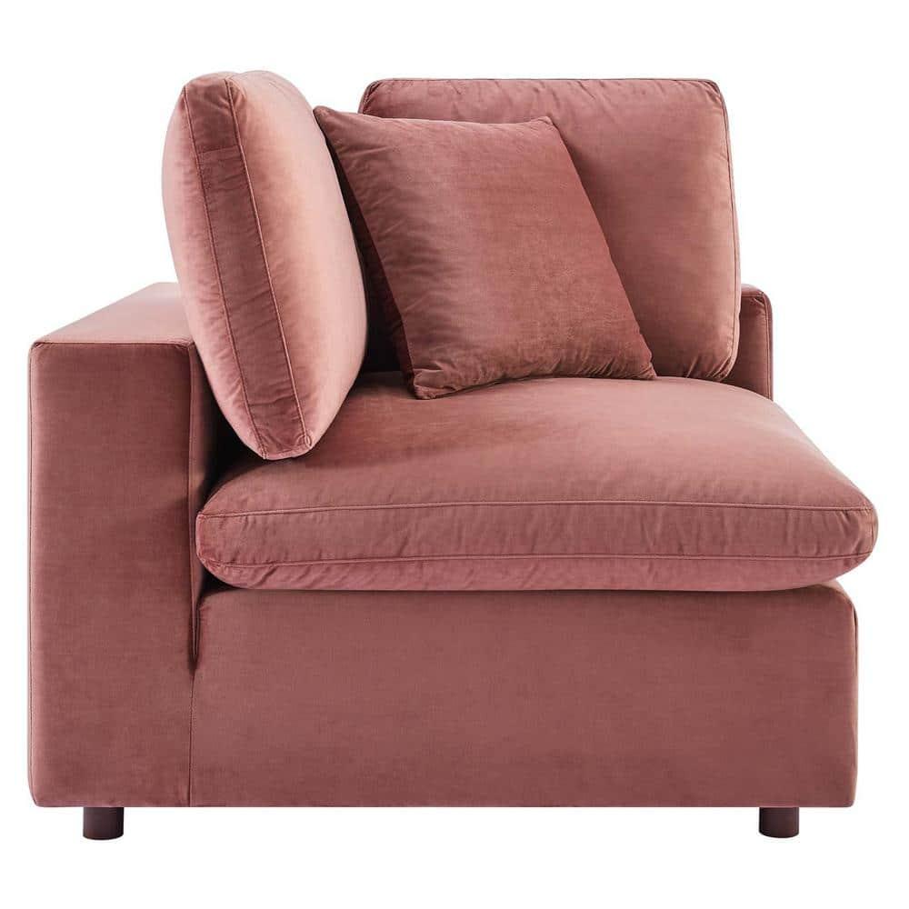 Modway Commix Down Filled Overstuffed Velvet Loveseat in Dusty Rose Pink