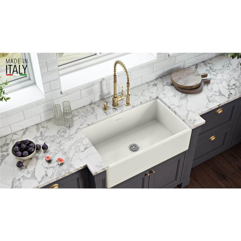 Ruvati 33 inch Fireclay Farmhouse Apron-Front Kitchen Sink Reversible