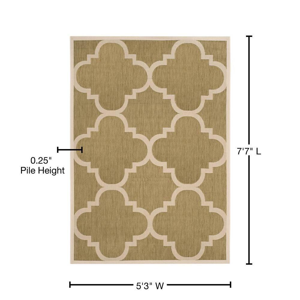 Courtyard CY6243 Power Loomed Indoor and Outdoor Area Rug - Green/Beige - 5'3"x7'7" - Safavieh