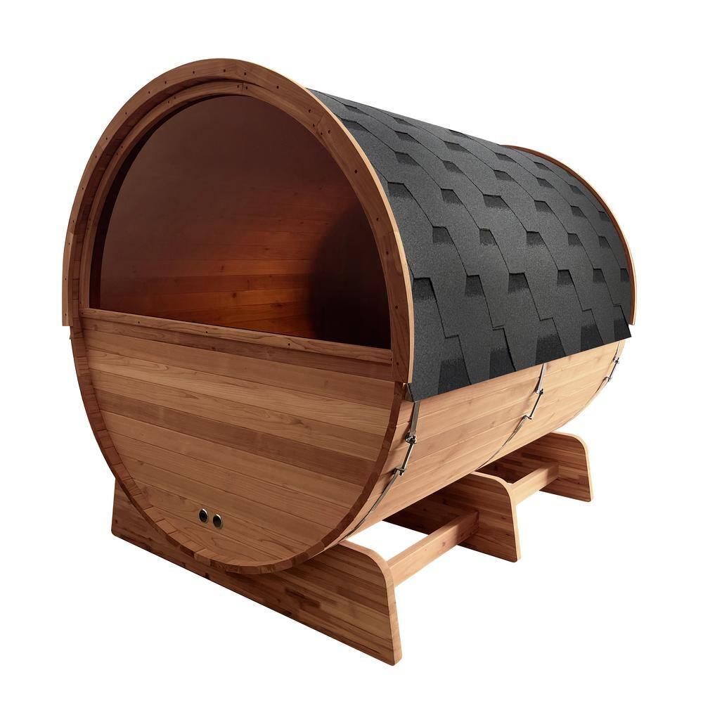 ALEKO Red Cedar Barrel Sauna with Panoramic Window - 8 kW UL Certified KIP Harvia Heater - 6-8 Person | Wayfair