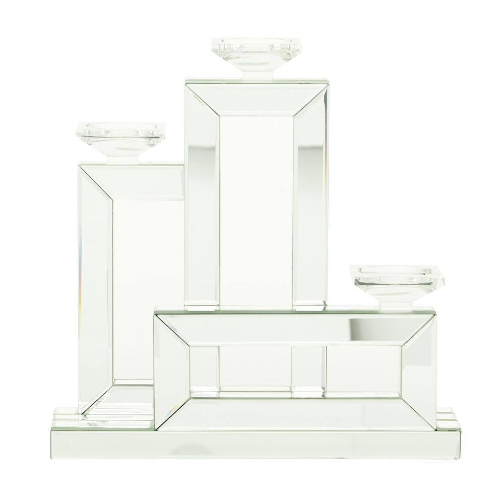 DecMode 3 Holder Silver Wood Candelabra