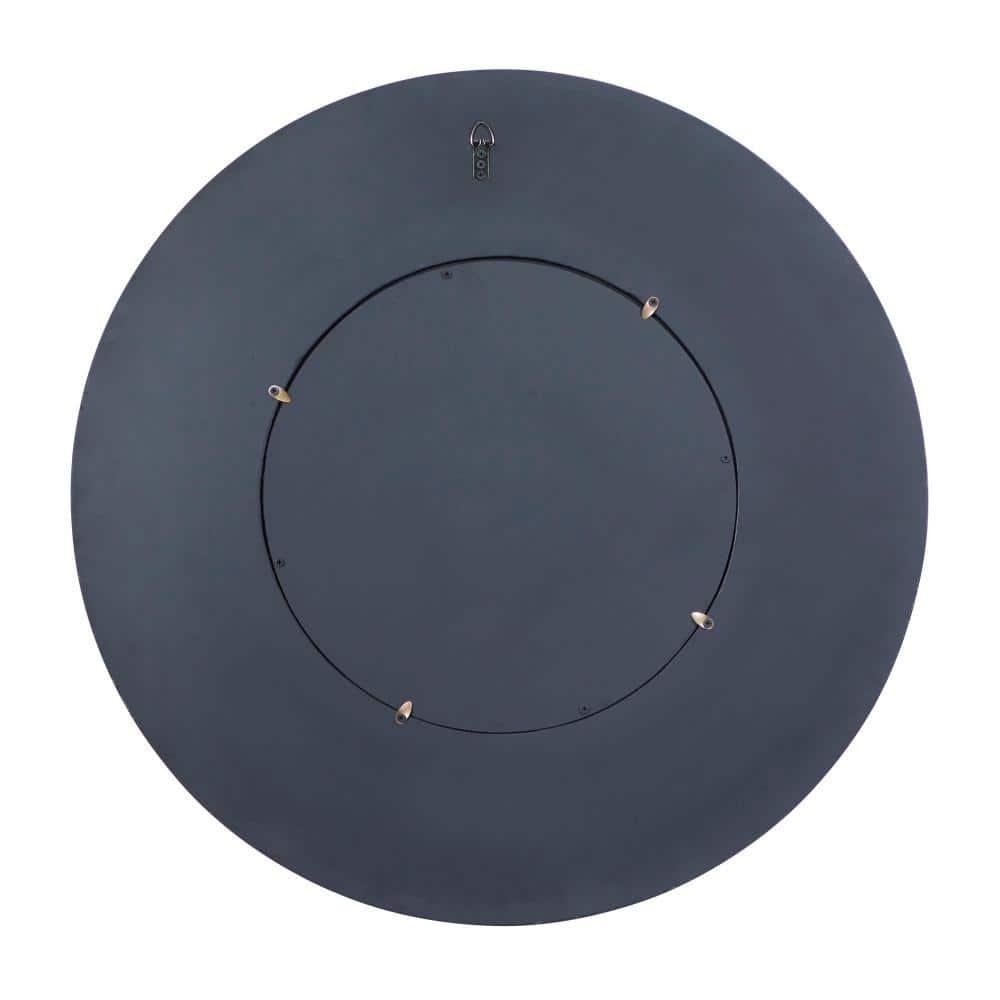Olivia & May Wood Handmade Mosaic Wall Mirror Silver : Nautical Coastal Decor, 31.5" Round, No Assembly Required