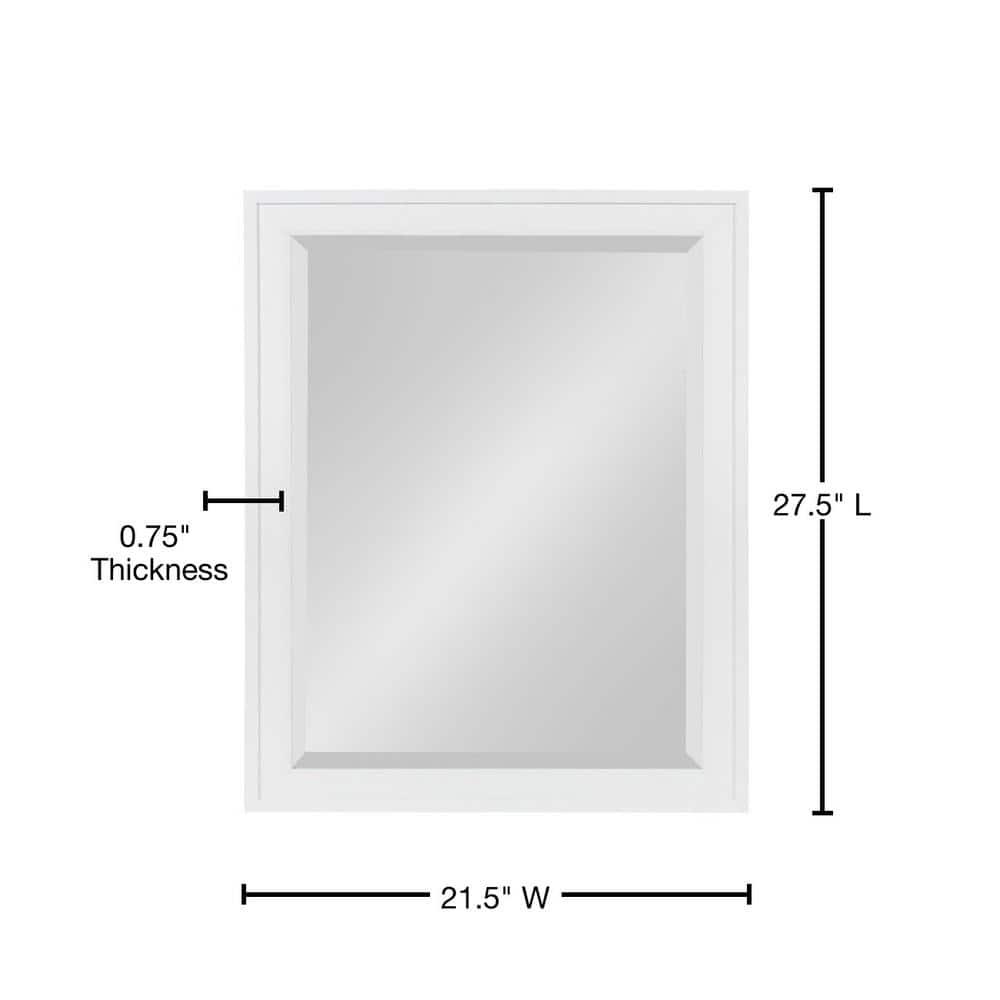 21.5" x 27.5" Bosc Rectangle Wall Mirror White - DesignOvation: Polystyrene Frame, No Assembly Required