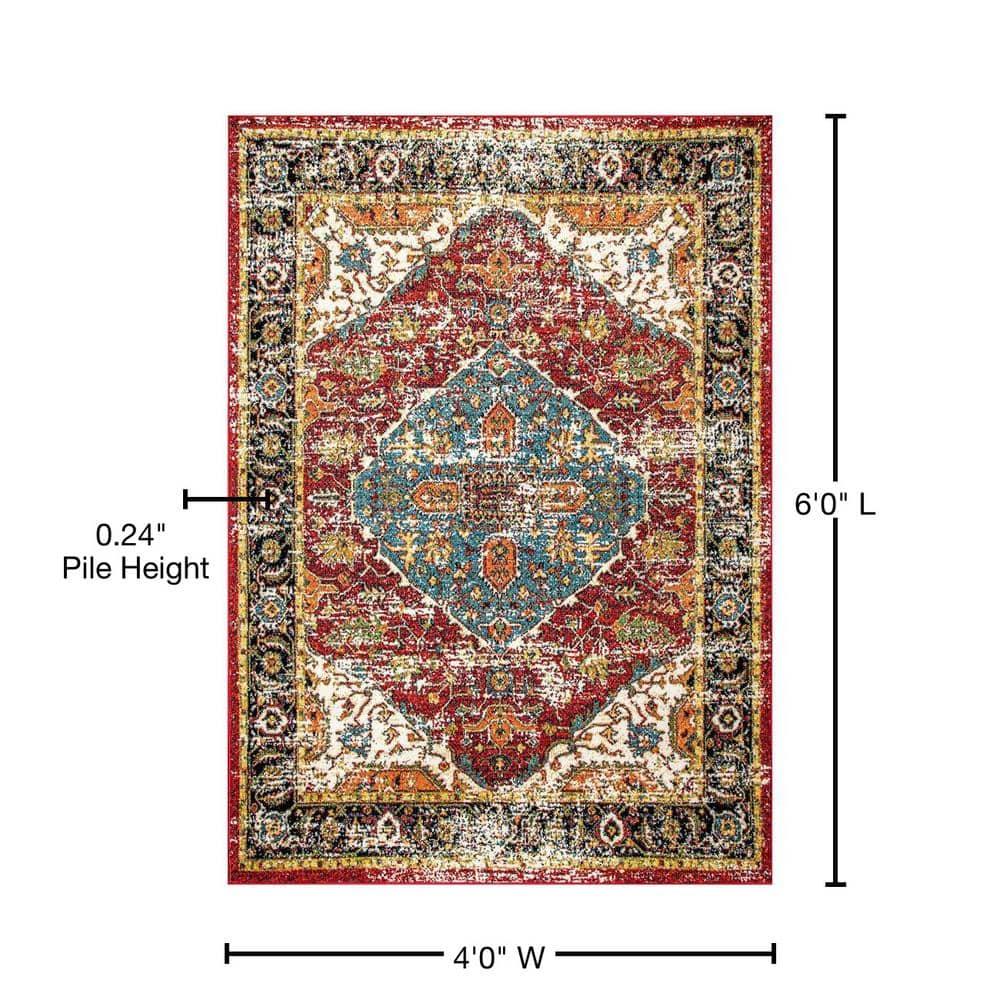 Nuloom Indoor/Outdoor Transitional Medallion Muriel Patio Area Rug, 4' x 6', Multi