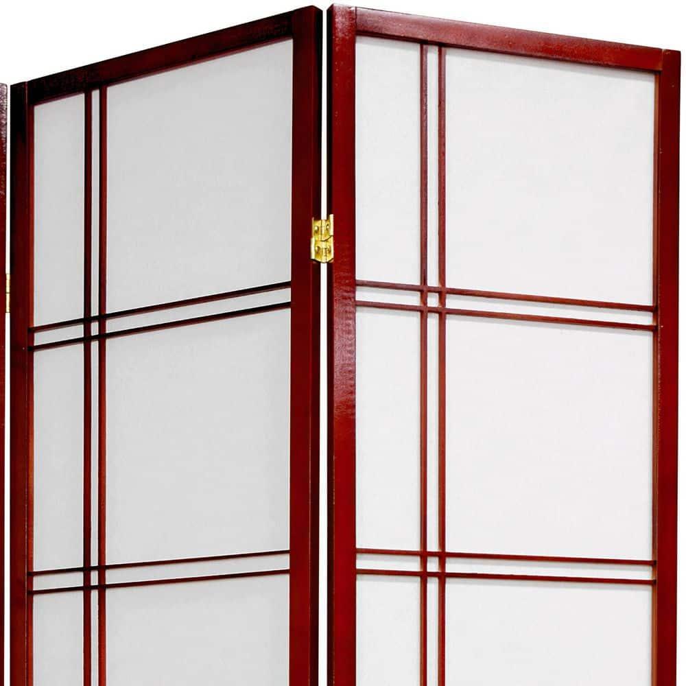 Handmade 84-inch Double-cross Wood/Rice-paper Shoji Screen (China) 3 Panel Rosewood