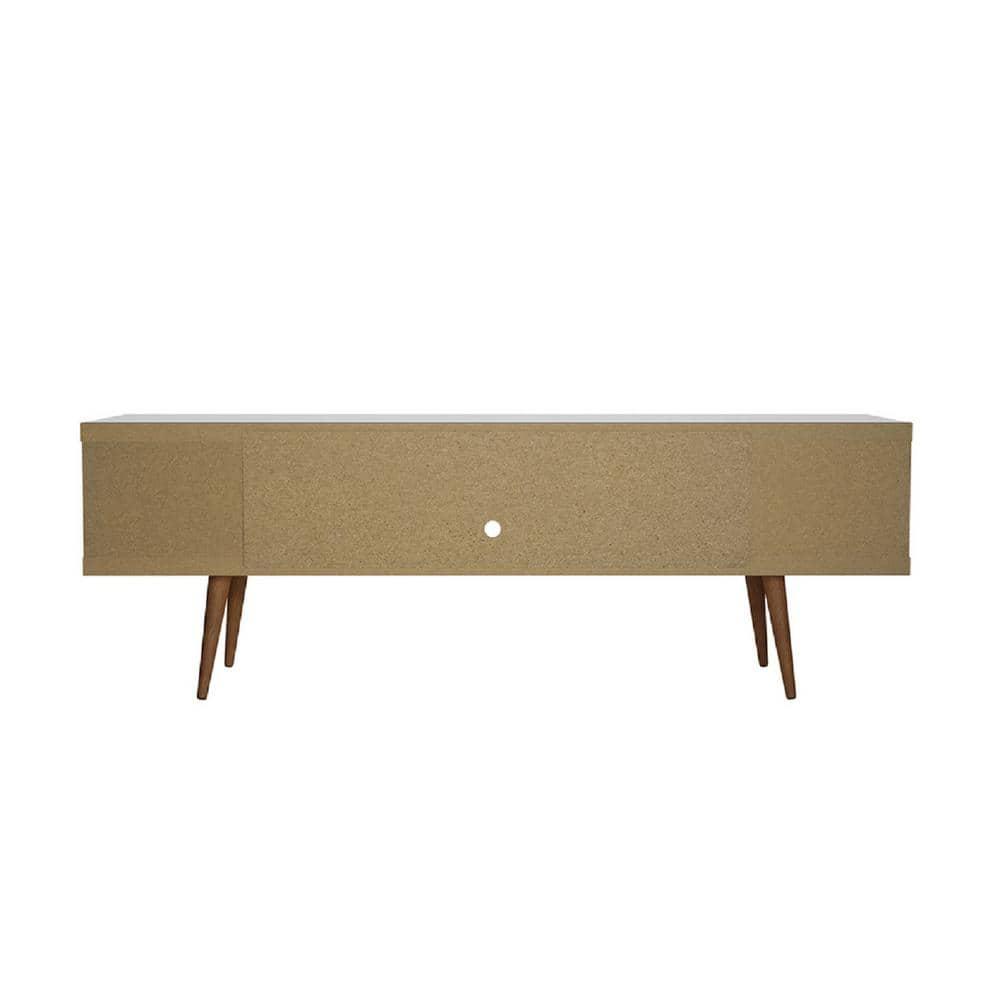 Utopia TV Stand for TVs up to 65" White - Manhattan Comfort: Modern Entertainment Center, Cable Management