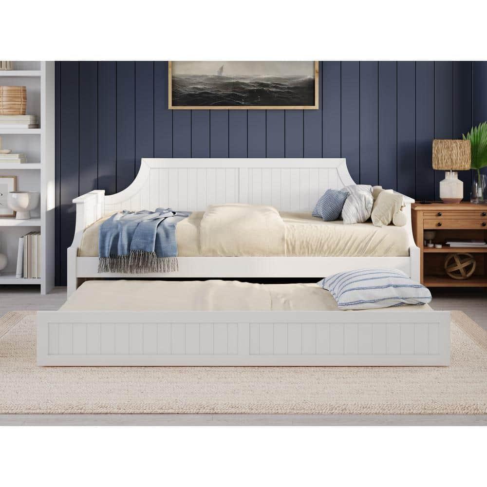 AFI Cambridge Twin Wood Daybed with Twin Size Trundle in White
