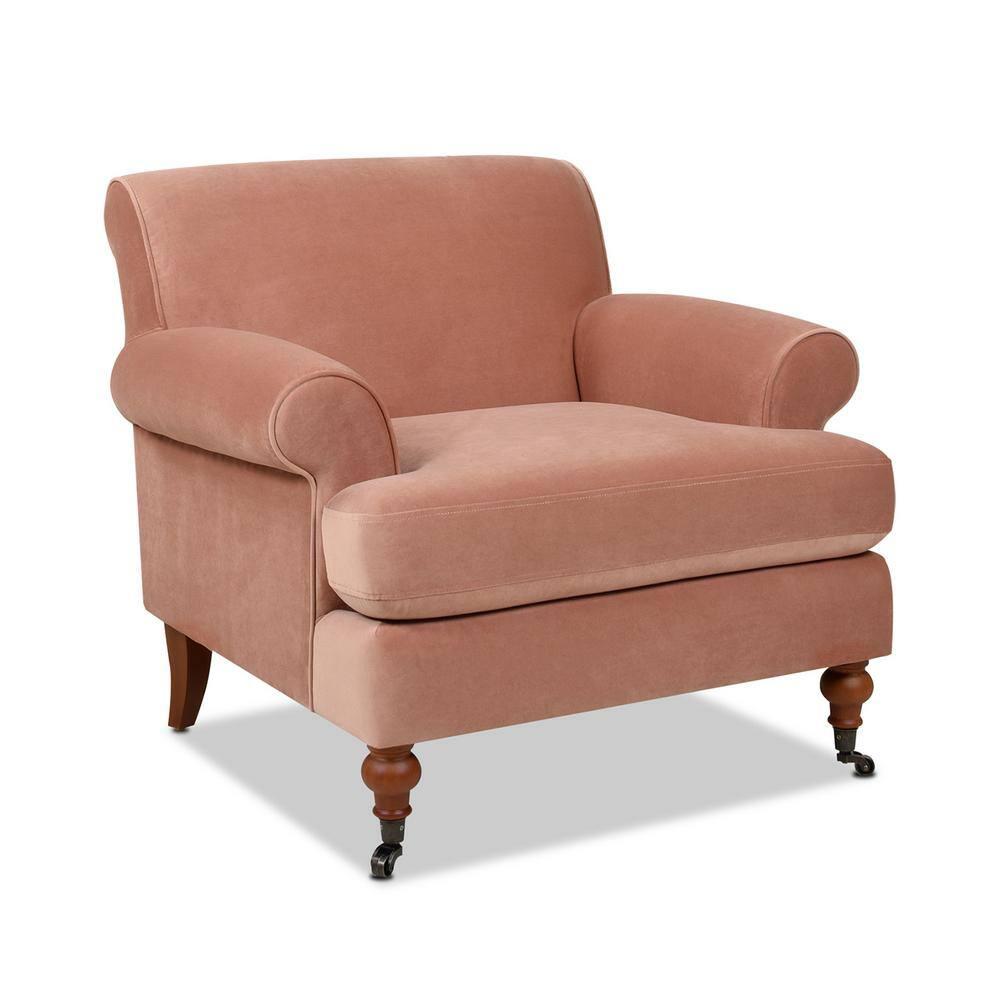Jennifer Taylor Home Alana 38" Lawson Large Living Room Accent Arm Chair with Metal Casters, Peach Orange
