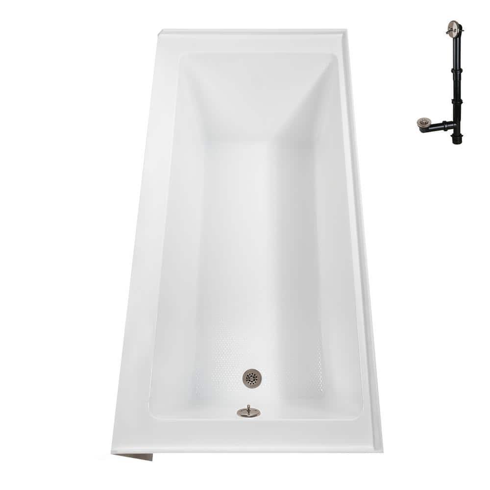 Streamline Bath Streamline 66 in. x 32 in. Acrylic Right-Hand Drain Alcove Bathtub in Glossy White With External Drain NAL-5620-BNK