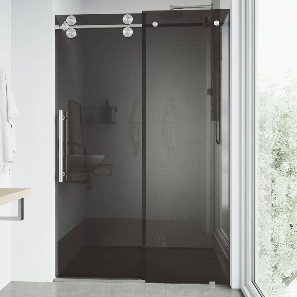 Elan 56-60" W x 74" H Sliding Frameless Shower Door with 3/8" Tinted Glass