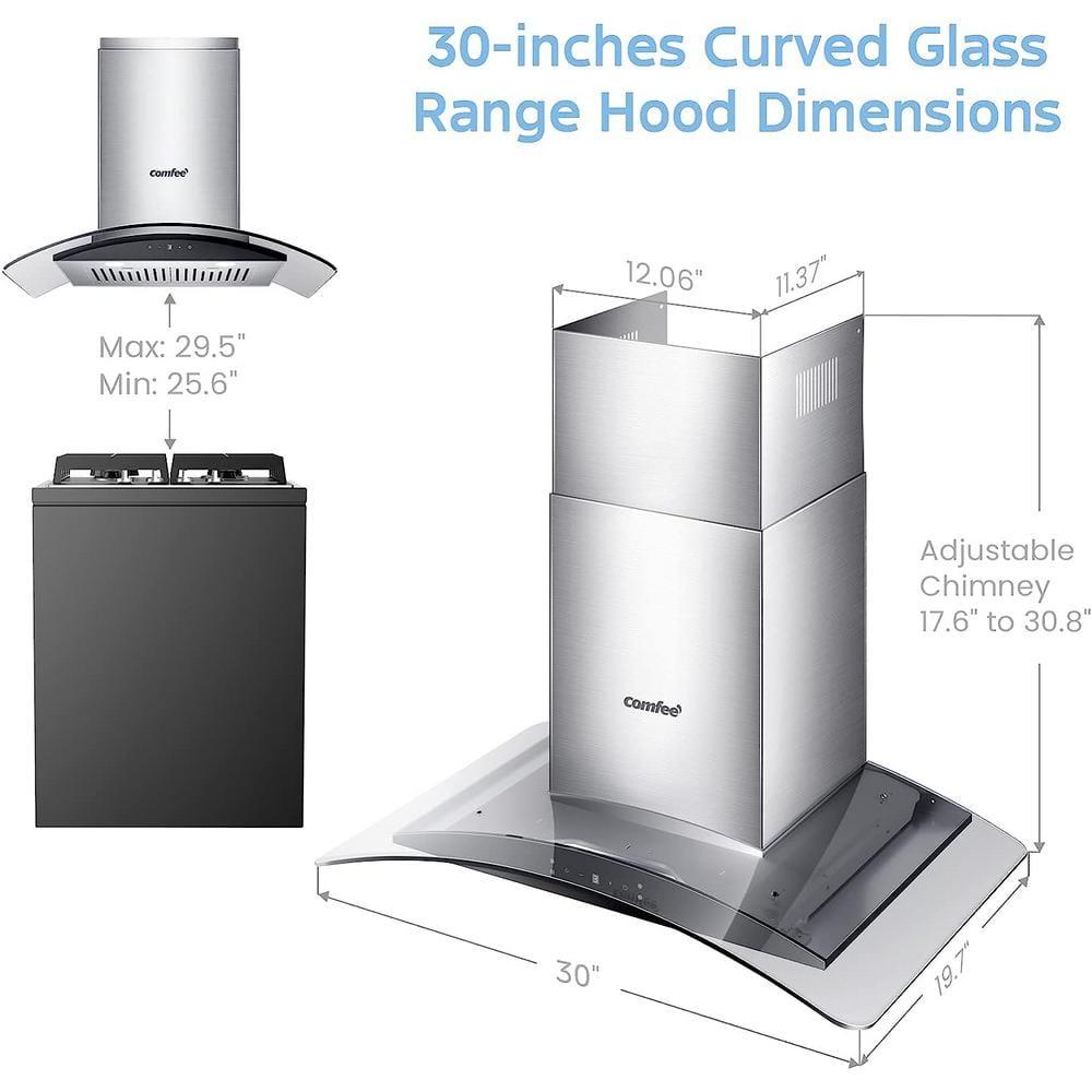 30-Inch Stainless Steel Convertible Wall Mounted Range Hood