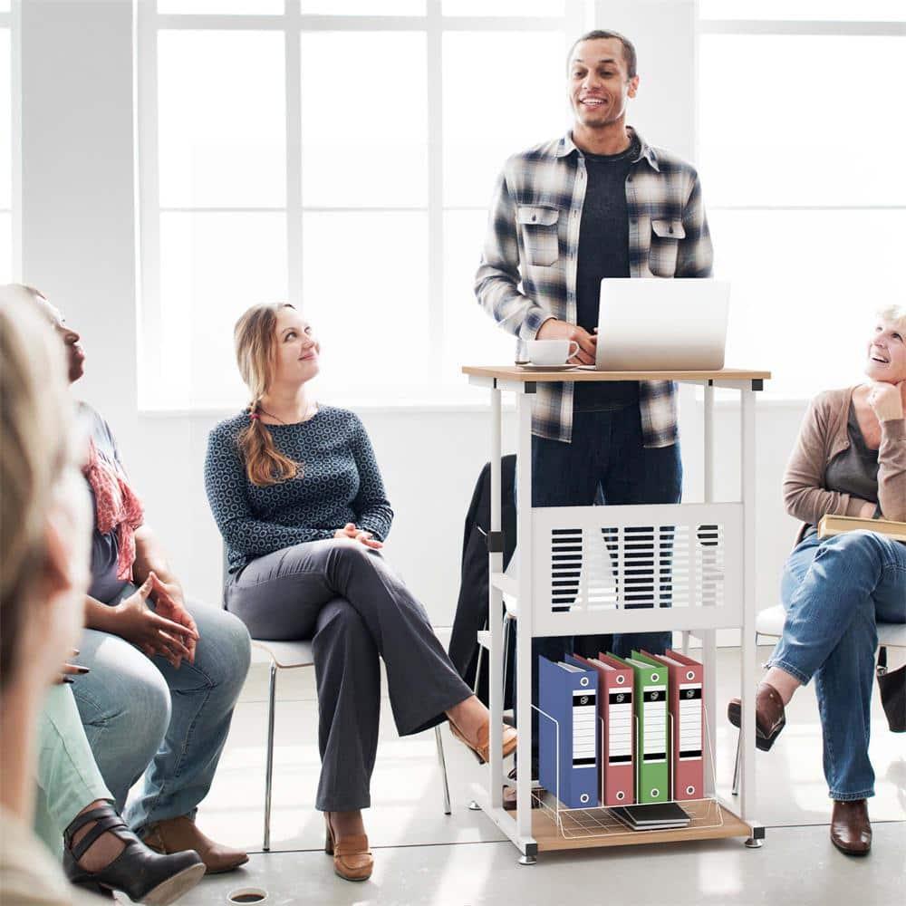 Costway Stand Up Desk Height Adjustable Sit Stand Computer Workstation Standing Desk