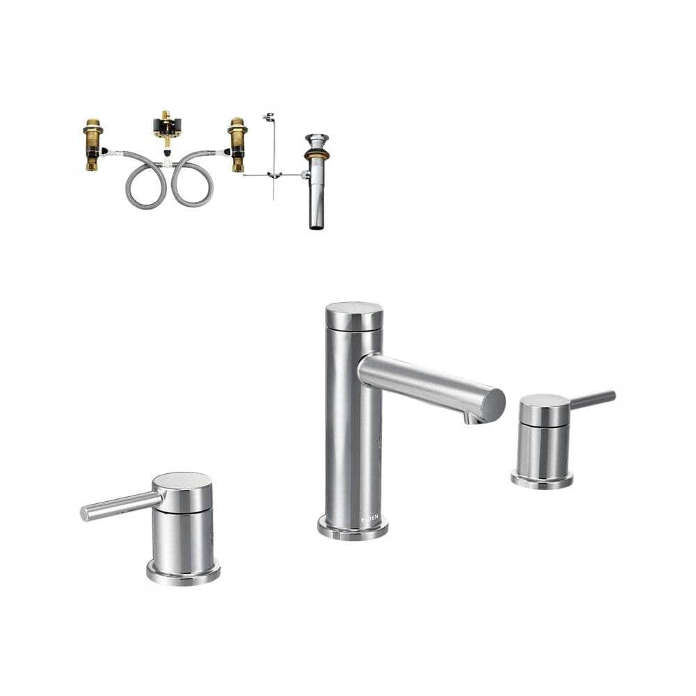 High Arc Widespread Bathroom Faucet with Drain Assembly