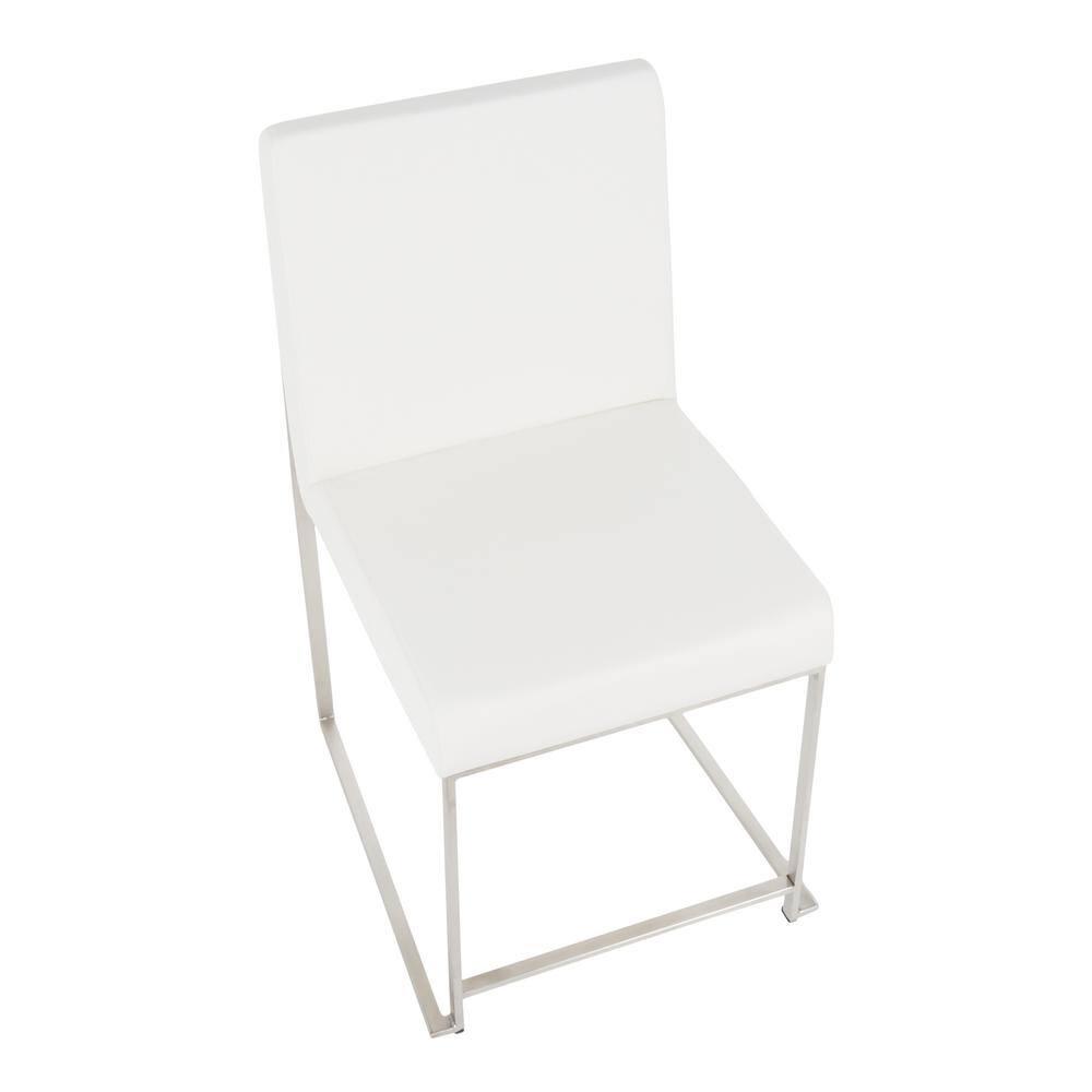 Set of 2 High Back Fuji Contemporary Dining Chairs: Upholstered, Floor Protectors - LumiSource