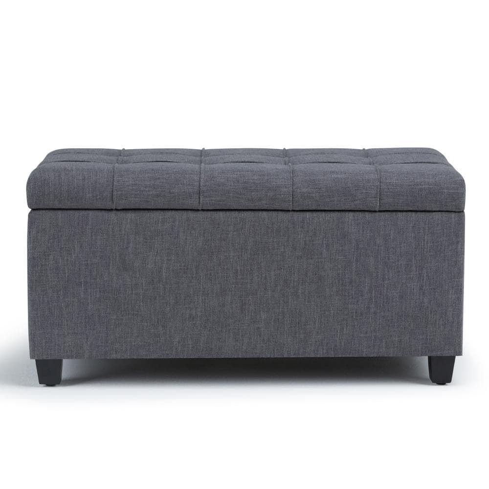 Simpli Home Sienna 33"W Upholstered Storage Ottoman Bench with Lift-Up Tufted Top