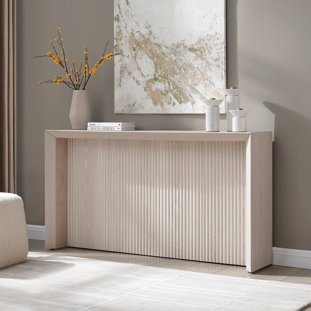 Evelyn&Zoe Modern/Contemporary 56" Wide Alder White Console Table