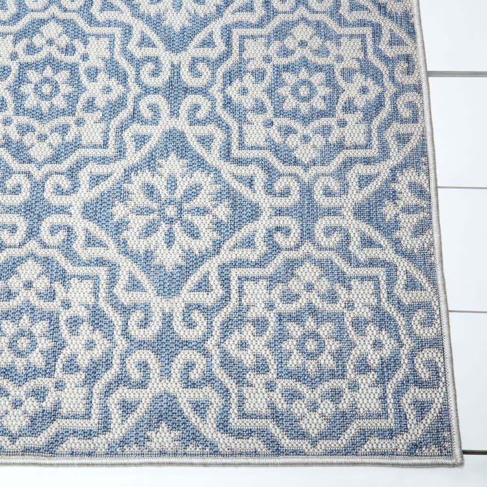 Nicole Miller New York Patio Country Danica Geometric Indoor/Outdoor Area Rug, Blue/Gray
