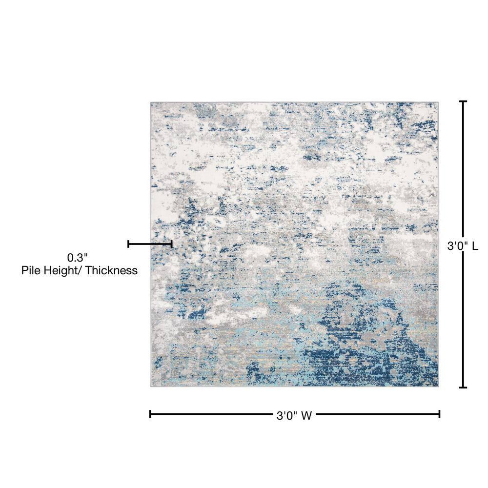 Brentwood BNT822 Power Loomed Area Rug - Light Grey/Blue - 3'x3' - Safavieh.