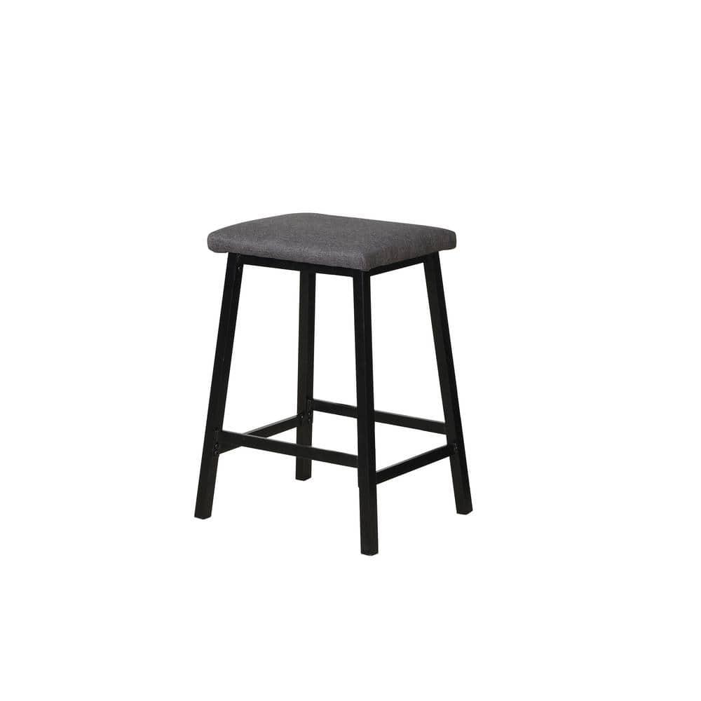 3 Piece Counter Height Faux Marble Dinette Set with Black Iron Metal Frame