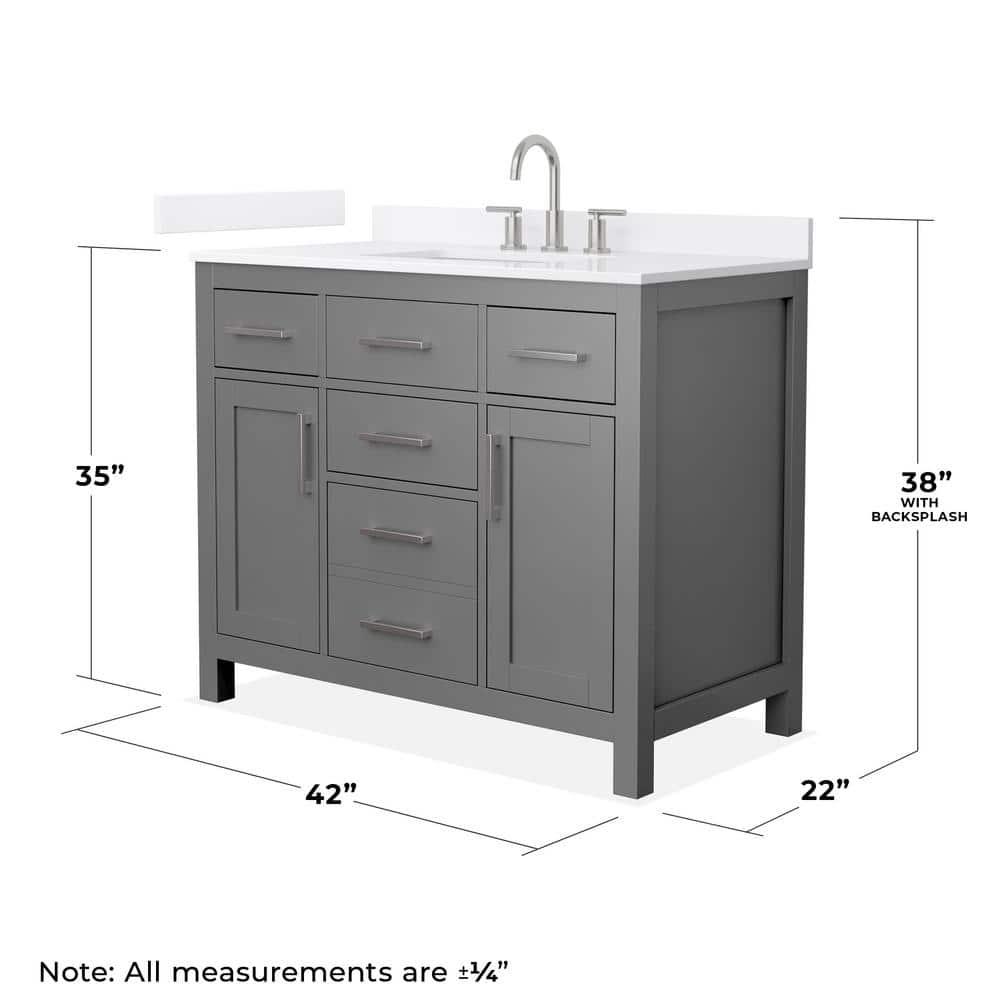 Wyndham Collection Beckett 42" Freestanding Single Bathroom Vanity with Quartz Top