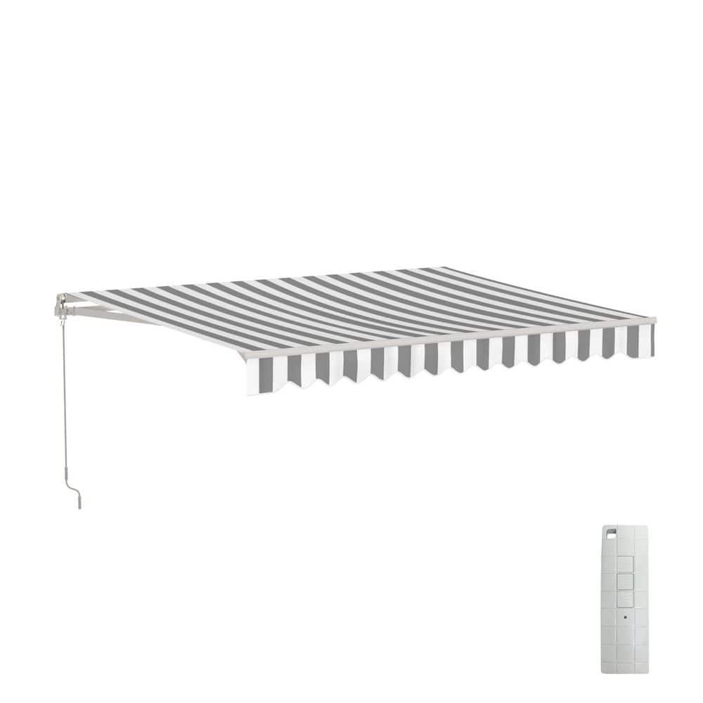 ALEKO Motorized Retractable Outdoor Awning with White Frame